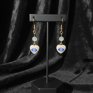 Heart-Shaped Evil Eye Earrings